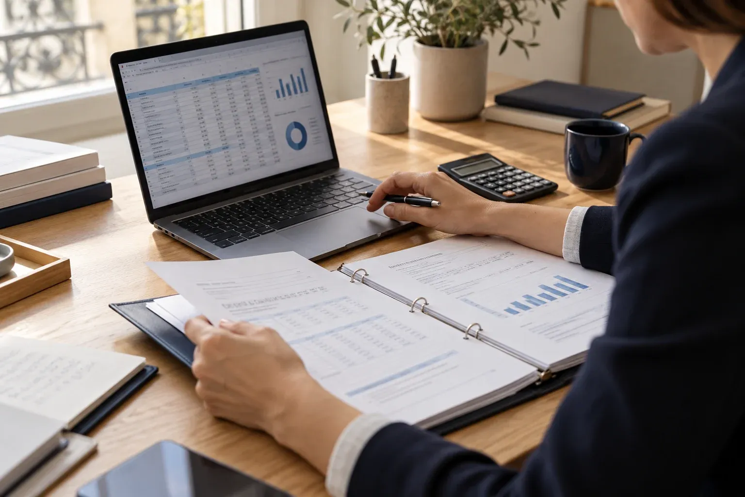Illustration : vérification de documents comptables avec un tableur et une calculatrice