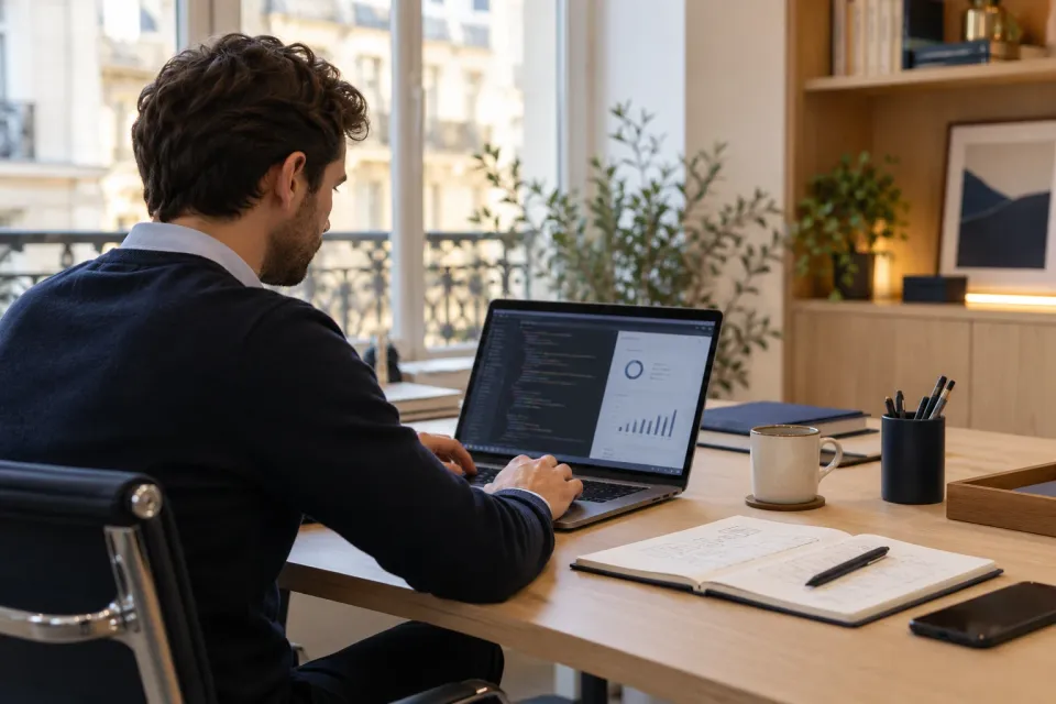 Illustration : consultant informatique au travail sur un projet numérique
